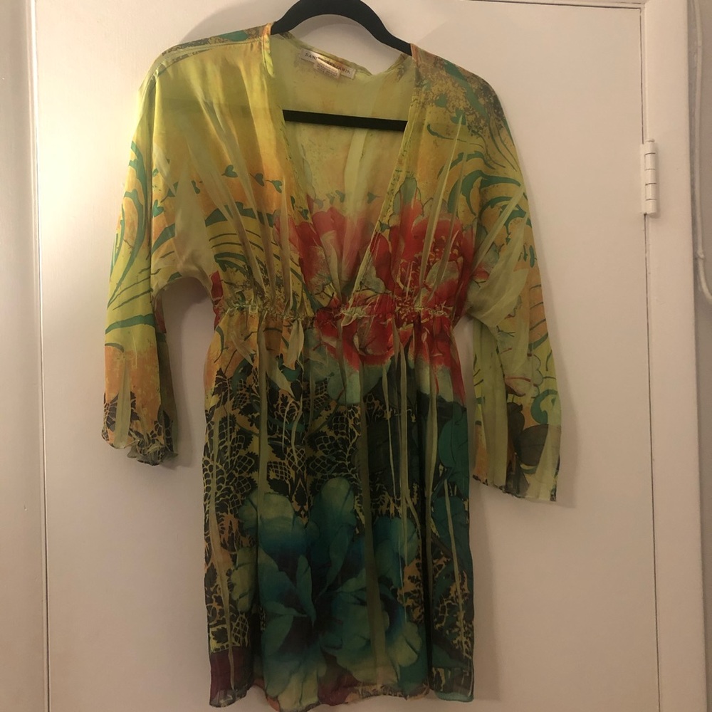 Daniel Benjamin Top- Colorful Sheer Blouse